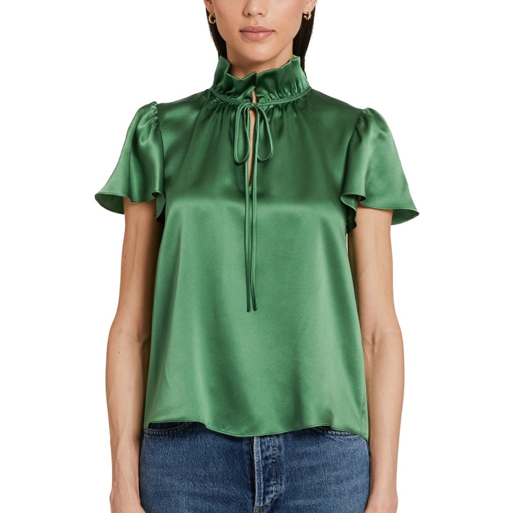 Amanda Uprichard Green Satin Blouse